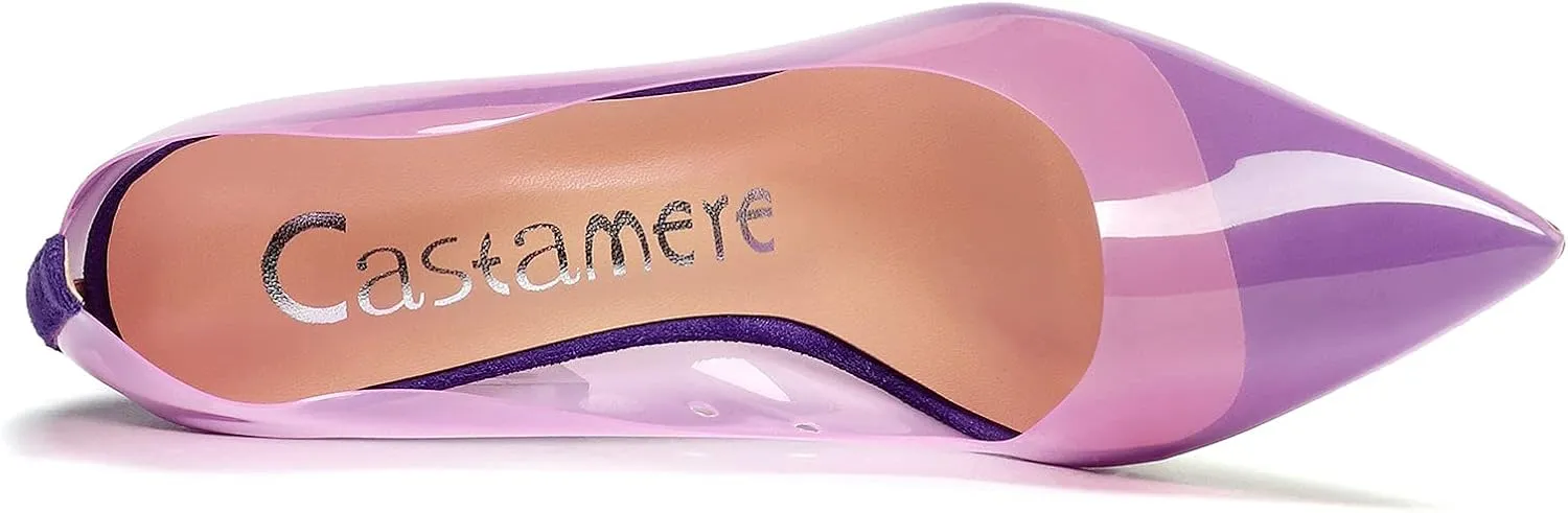 Castamere Womens High Heels Transparent Pumps Slip-on Sexy Clear Pointy Toe 10CM Heels