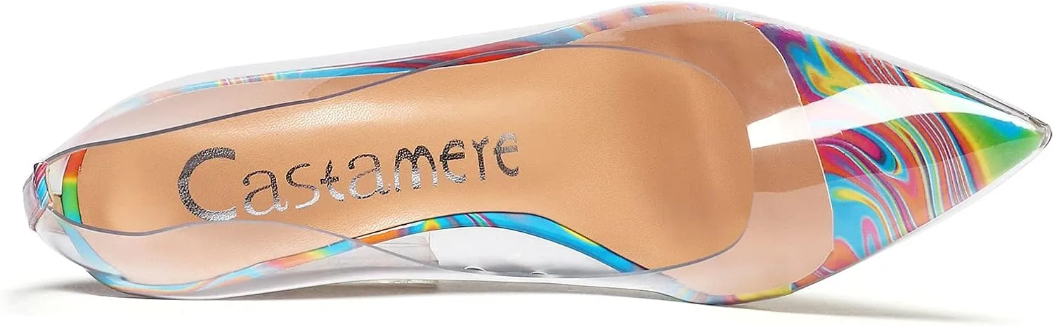 Castamere Womens High Heels Transparent Pumps Slip-on Sexy Clear Pointy Toe 10CM Heels