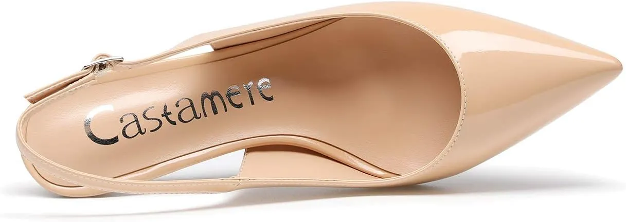 Castamere Womens Slingback Slip-on Kitten Heels Ankle-Strap Pumps Pointed Toe Sandals 6.5CM Stiletto Heel Pump