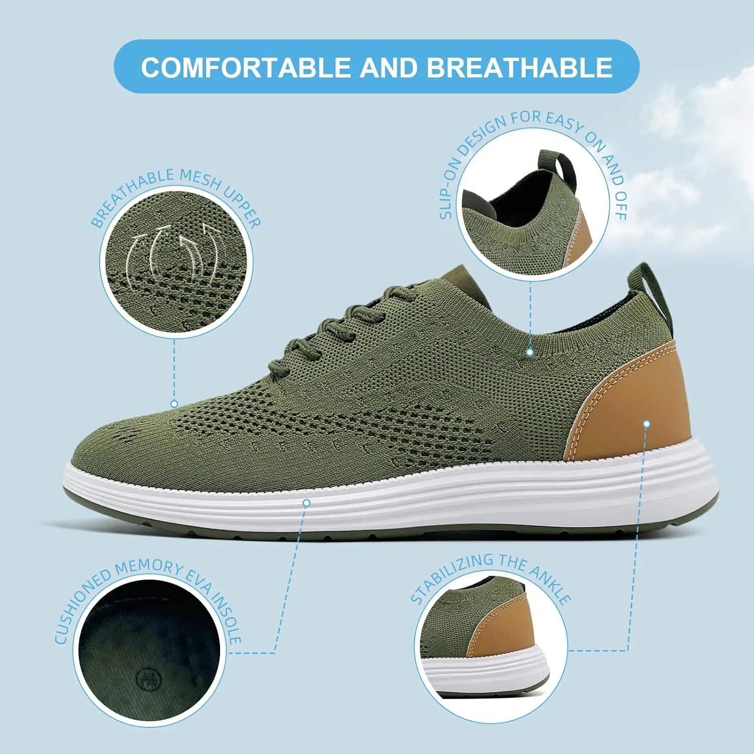 Casual Dress Shoes for Men Business Oxfords Fashion Sneakers Comfortable Loafers Men’s Walking Shoes