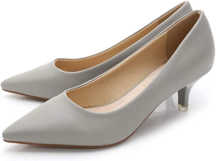 ChaiRong Zhou Women's Elegant Candy Color Pointy Toe Low Kitten Heeled Dress Pumps,Fashion Slip on Working Pump Shoes