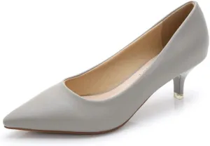 ChaiRong Zhou Women's Elegant Candy Color Pointy Toe Low Kitten Heeled Dress Pumps,Fashion Slip on Working Pump Shoes