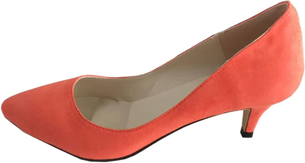 ChaiRong Zhou Women's Pointed Toe Low Heels PU Leather Dress Pumps,Slip On Candy Color Fashion Work Pump Shoes
