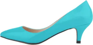 ChaiRong Zhou Women's Pointed Toe Low Heels PU Leather Dress Pumps,Slip On Candy Color Fashion Work Pump Shoes
