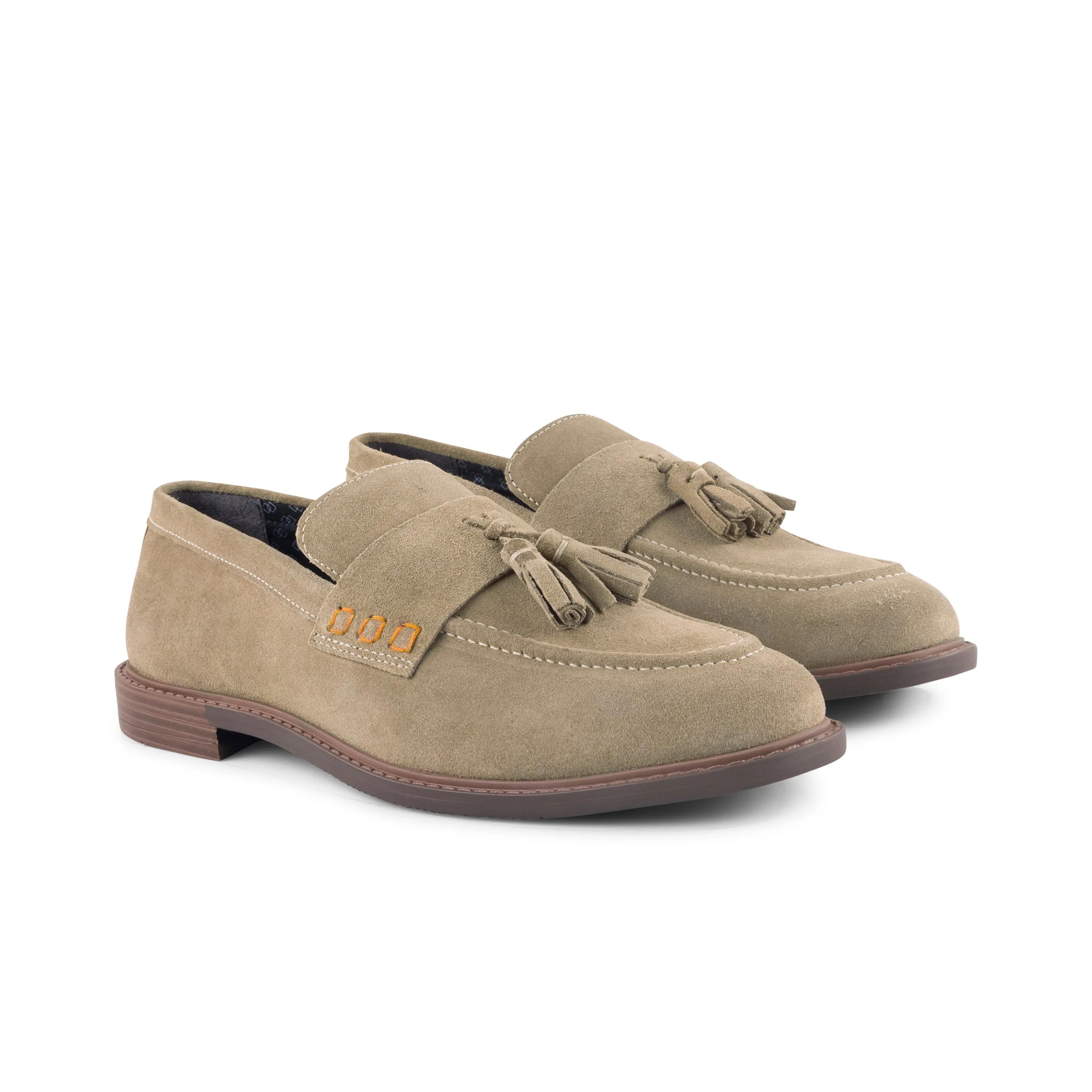Charleston Suede Leather Tassel Loaferss - Sand
