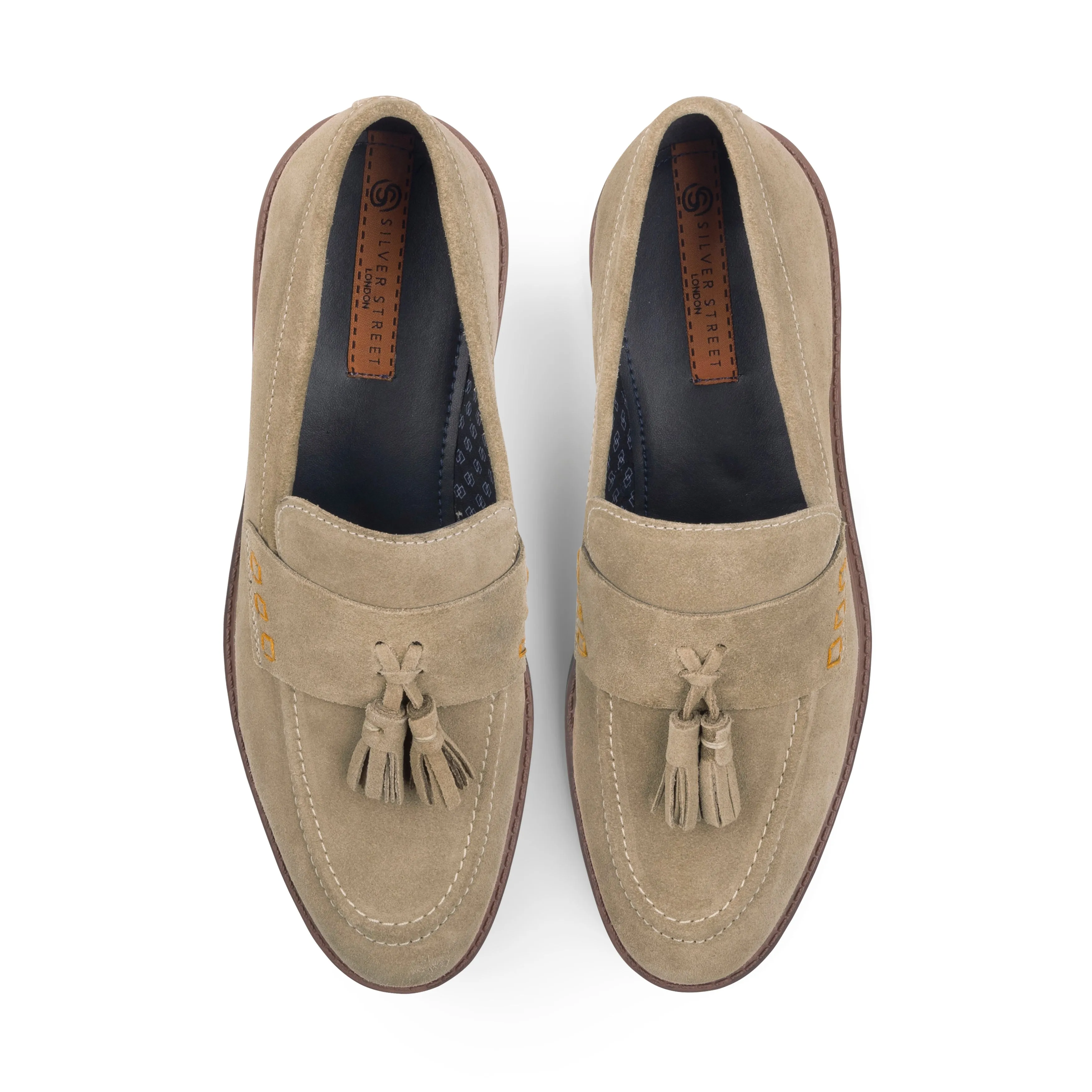 Charleston Suede Leather Tassel Loaferss - Sand