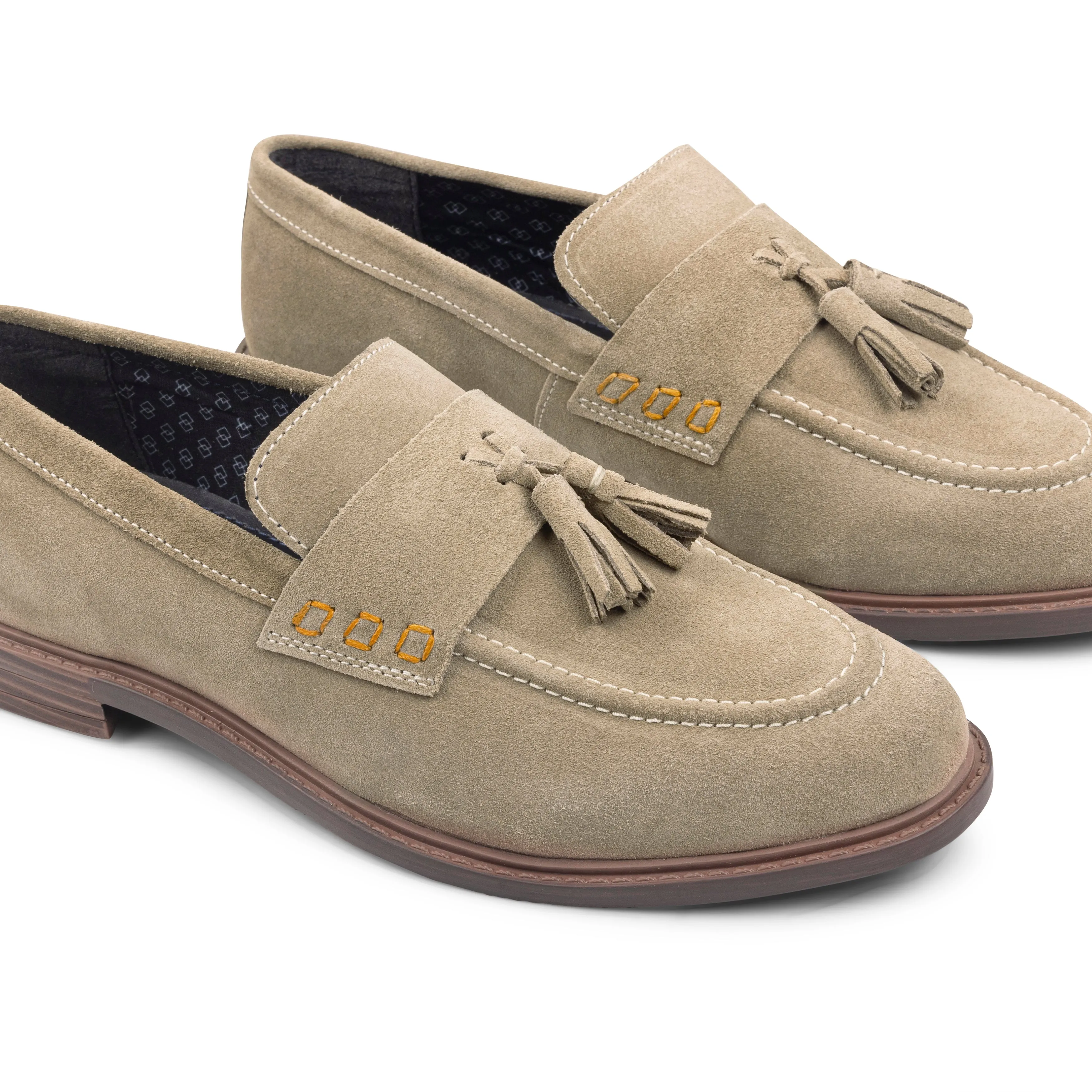 Charleston Suede Leather Tassel Loaferss - Sand