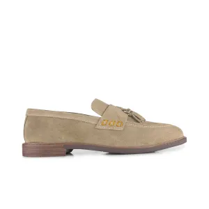 Charleston Suede Leather Tassel Loaferss - Sand