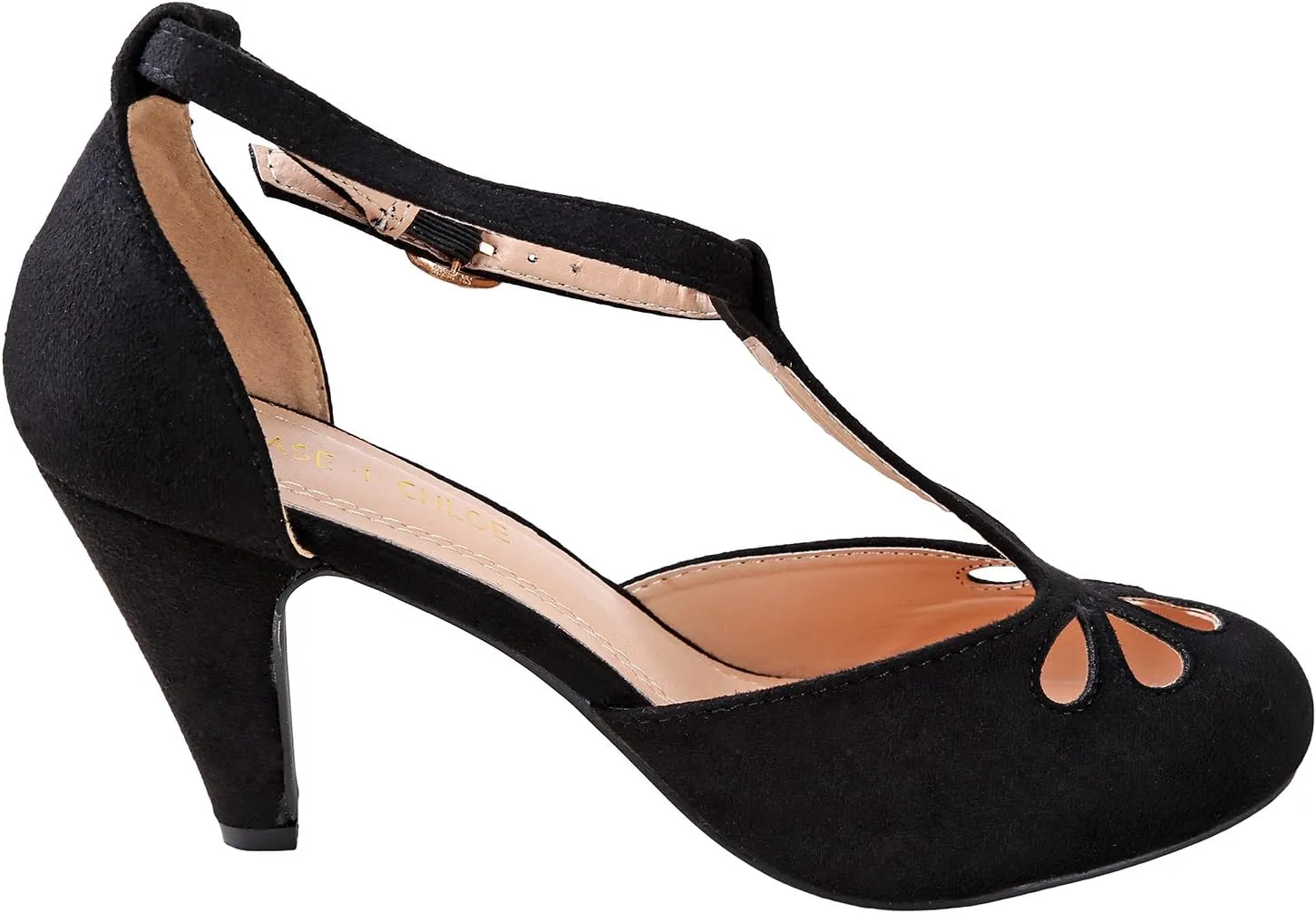 Chase & Chloe Women Mary Jane Oxford Pumps - Cute Low Kitten Heels - Retro Round Toe Shoe with Ankle Strap