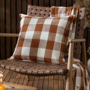 Chesil Check 100% Cotton Outdoor Cushion Pecan
