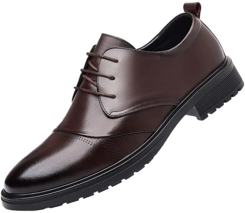 Classic Men's Leather Dress Shoes Business Formal Oxford Shoes for Men Rubber Non-Slip Derby Shoes