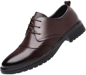 Classic Men's Leather Dress Shoes Business Formal Oxford Shoes for Men Rubber Non-Slip Derby Shoes