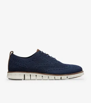 Cole Haan Men's ZERØGRAND Stitchlite Oxford Marine Blue Knit Ivory C24947