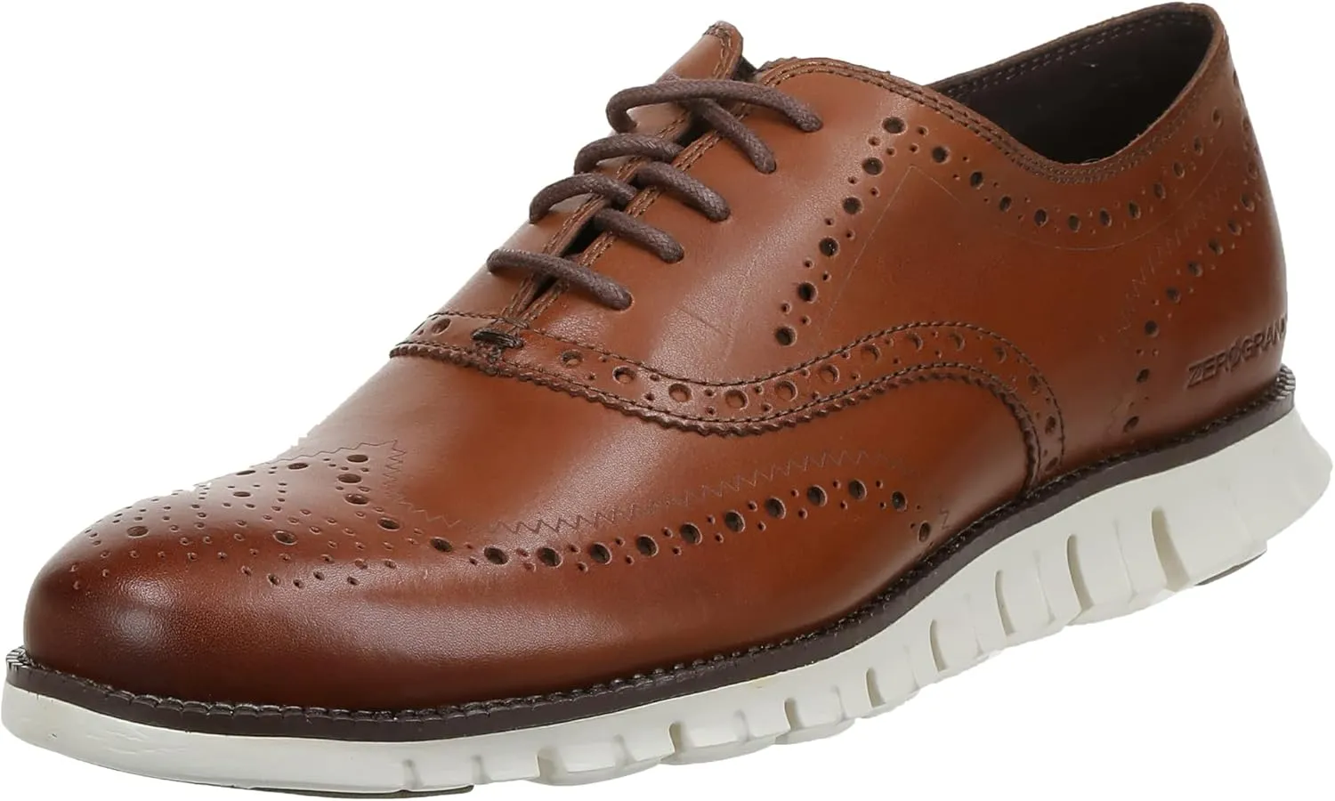 Cole Haan mens Zerogrand Wingtip Oxford, British Tan Closed Holes, 8 Wide US