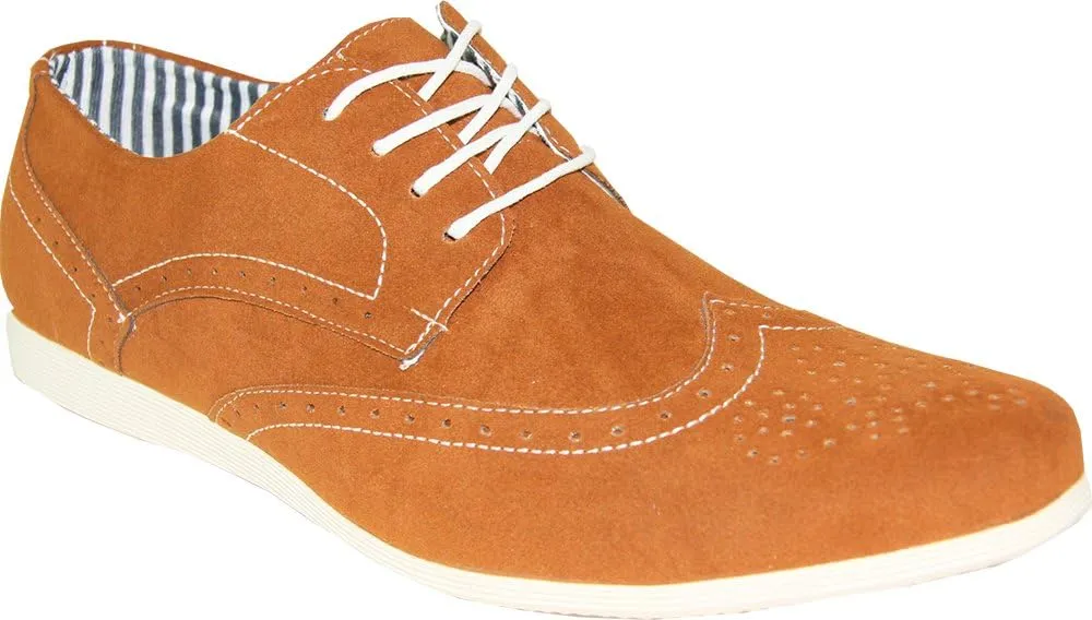 Coronado Mens Casual Shoes Cody-4 Faux Suede Soft Comfort Oxford with A Classic Wing Tip Toe