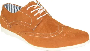 Coronado Mens Casual Shoes Cody-4 Faux Suede Soft Comfort Oxford with A Classic Wing Tip Toe
