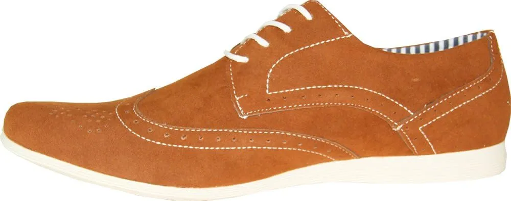 Coronado Mens Casual Shoes Cody-4 Faux Suede Soft Comfort Oxford with A Classic Wing Tip Toe
