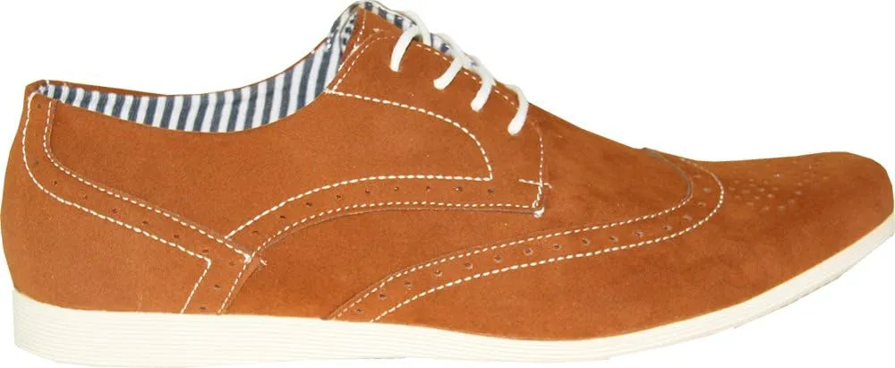 Coronado Mens Casual Shoes Cody-4 Faux Suede Soft Comfort Oxford with A Classic Wing Tip Toe
