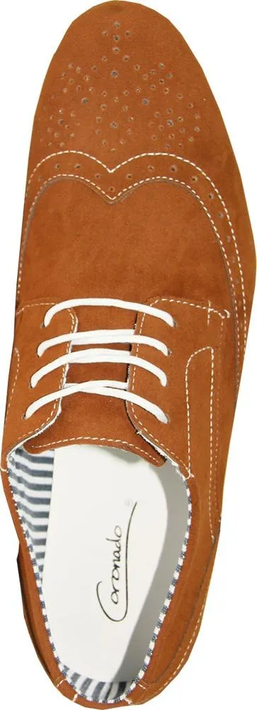 Coronado Mens Casual Shoes Cody-4 Faux Suede Soft Comfort Oxford with A Classic Wing Tip Toe