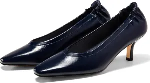 Coutgo Womens Dress Shoes Low Kitten Heels Square Pointed Toe Slip On Crinkled Work Pump Shoes