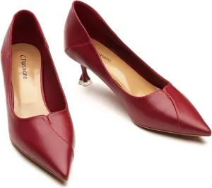 C.Paravano Pointy Kitten Heels Wedding Shoes Dressy Low Heel Work Casual Heels Flight Attendant Heels Mules Heels Women Pump for Office Wear