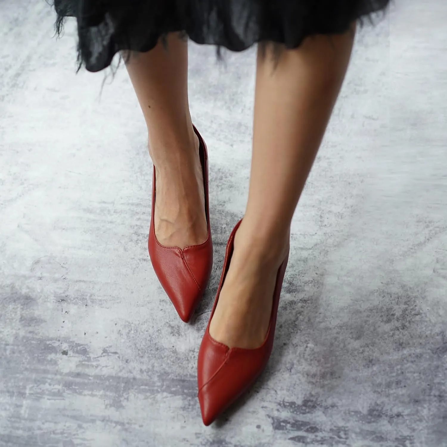 C.Paravano Pointy Kitten Heels Wedding Shoes Dressy Low Heel Work Casual Heels Flight Attendant Heels Mules Heels Women Pump for Office Wear