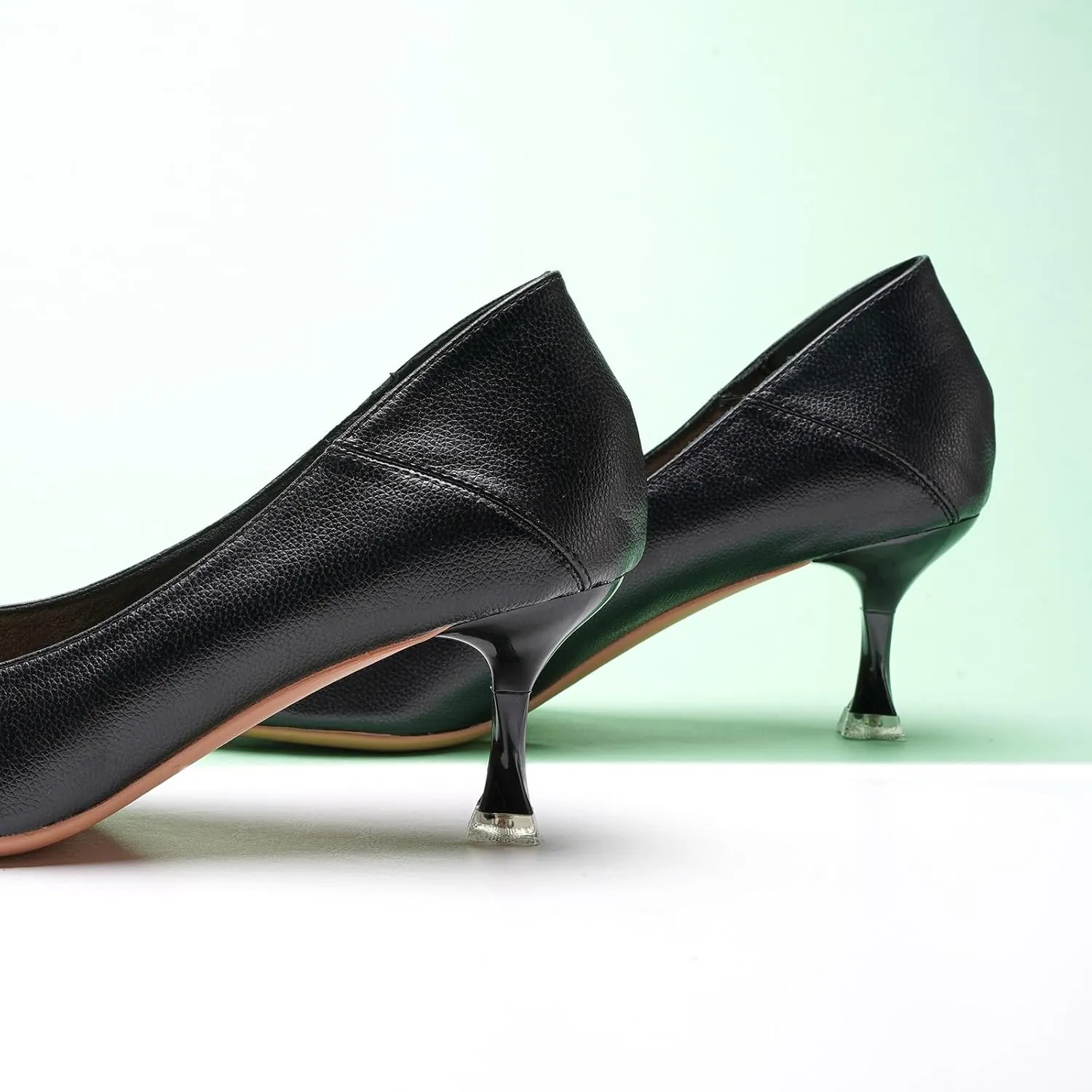 C.Paravano Pointy Kitten Heels Wedding Shoes Dressy Low Heel Work Casual Heels Flight Attendant Heels Mules Heels Women Pump for Office Wear