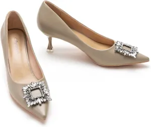 C.Paravano Women's Pumps I Pointed Toe Kitten Heel I Closed Toe Dress Pump I Comfortable Wedding Shoes