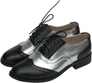 CrazycatZ Women's Leather Oxford Shoes Perforated Lace up Wingtip Colorful