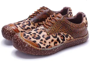 CrazycatZ Women's Leather Oxford Shoes Perforated Lace up Wingtip Colorful