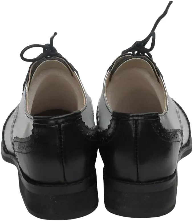 CrazycatZ Women's Leather Oxford Shoes Perforated Lace up Wingtip Colorful