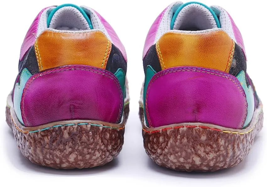 CrazycatZ Women's Leather Oxford Shoes Perforated Lace up Wingtip Colorful
