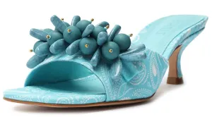 Custom-built Embellished Aqua On Open Heel Sandals Slip River Toe Schutz Dethalia Tailored selection Kitten