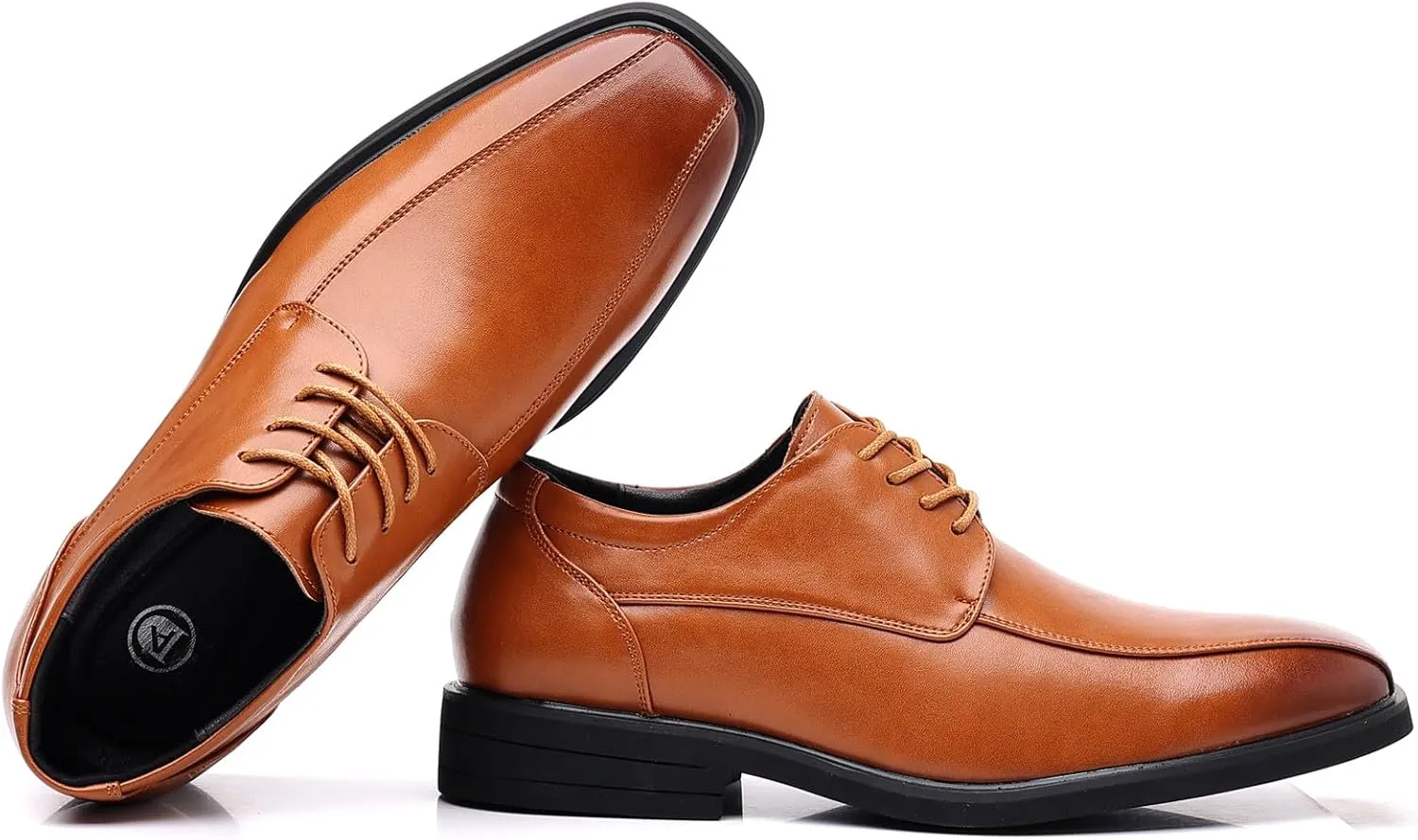 DADAWEN Men's Square Toe Business Dress Shoes Classic Lace Up Formal Oxford Shoes
