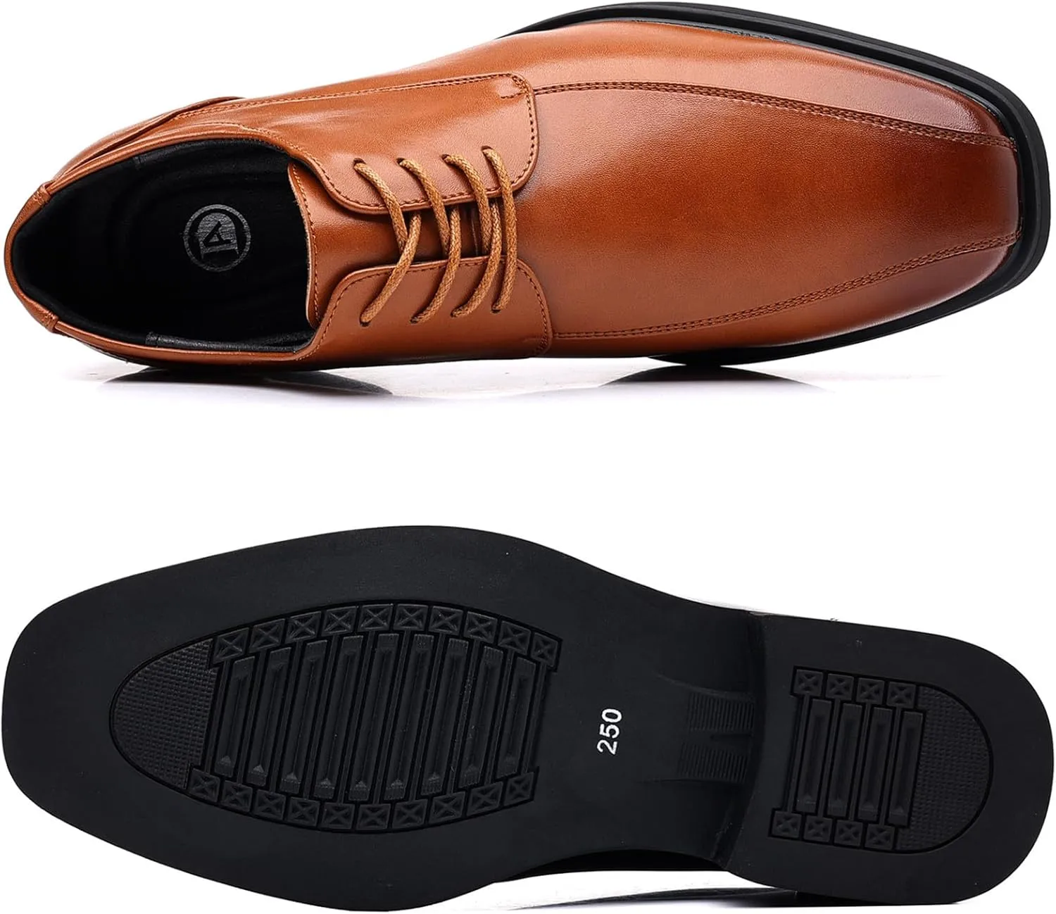 DADAWEN Men's Square Toe Business Dress Shoes Classic Lace Up Formal Oxford Shoes