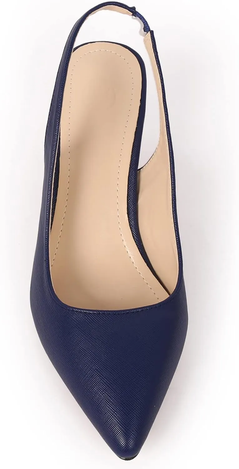 DADAWEN Women's Pointed Toe Slingback Kitten Heel Wedding Party Dress Pump Shoes