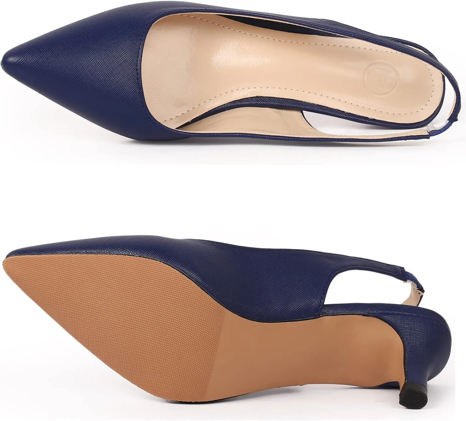 DADAWEN Women's Pointed Toe Slingback Kitten Heel Wedding Party Dress Pump Shoes