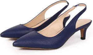 DADAWEN Women's Pointed Toe Slingback Kitten Heel Wedding Party Dress Pump Shoes