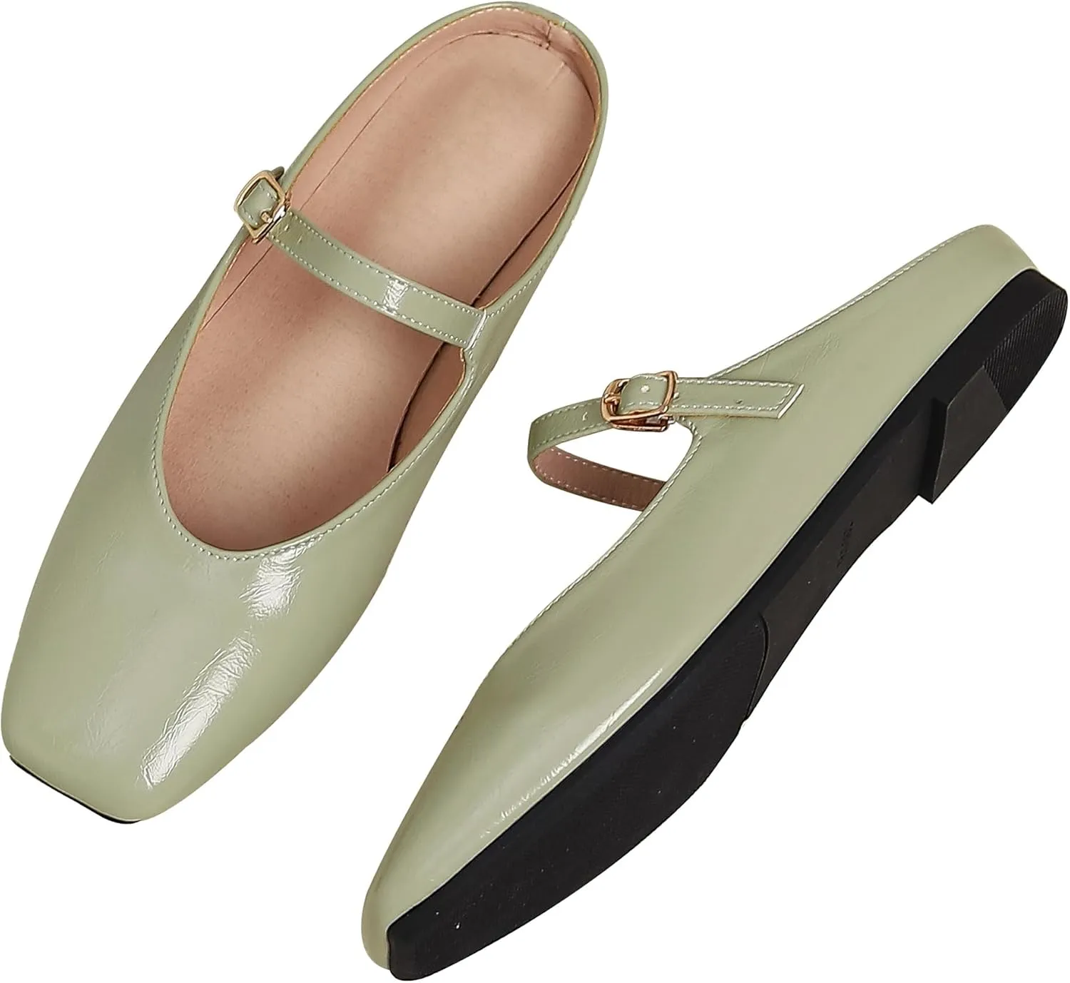 Dear Time Women's Mules Dress Square Toe Flats Backless Slip On Slides Mary Jane Mules Loafer Shoes