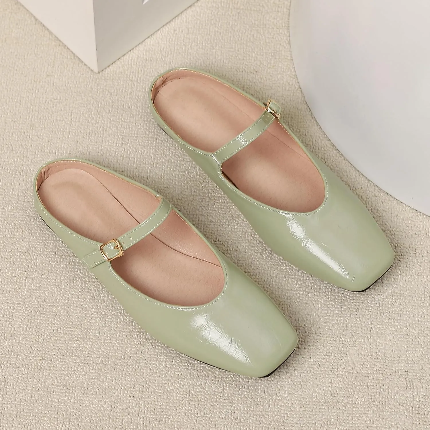 Dear Time Women's Mules Dress Square Toe Flats Backless Slip On Slides Mary Jane Mules Loafer Shoes