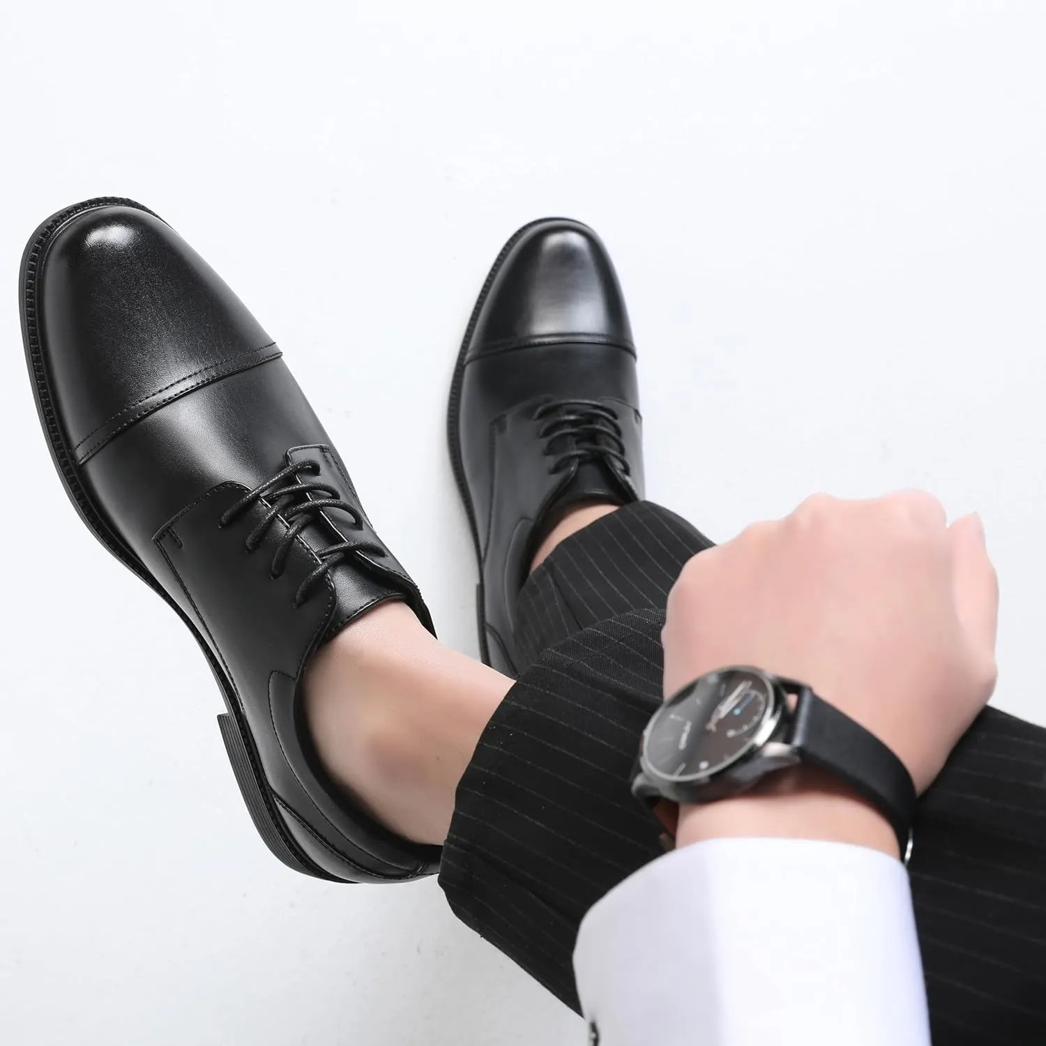 DECARSDZ Mens Classic Formal Oxford Lace-up Patent Leather Tuxedo Wedding Business Dress Shoes