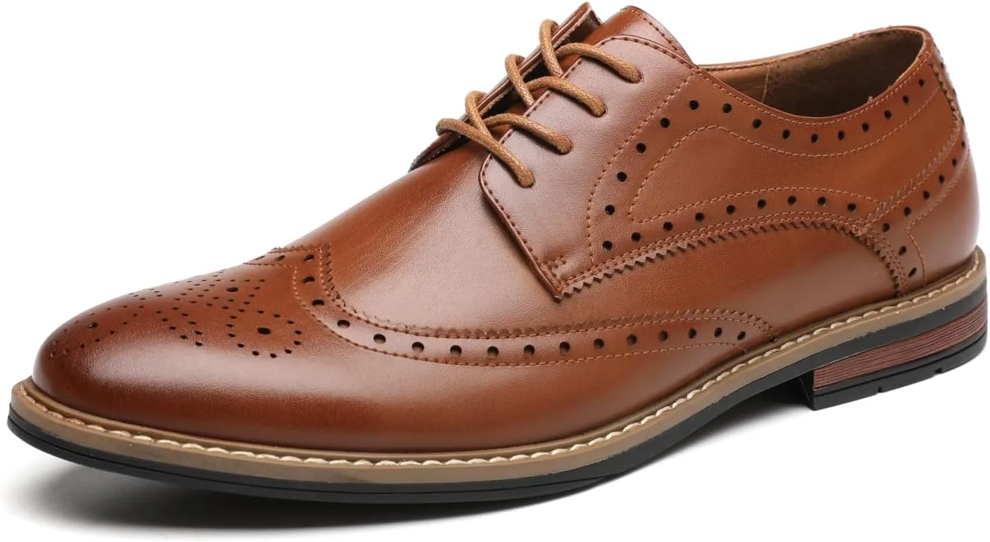 DECARSDZ Mens Classic Oxford Wingtip Modern Formal Lace Up Dress Shoes Wedding Shoe