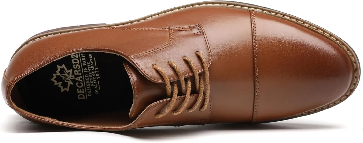 DECARSDZ Mens Classic Oxford Wingtip Modern Formal Lace Up Dress Shoes Wedding Shoe