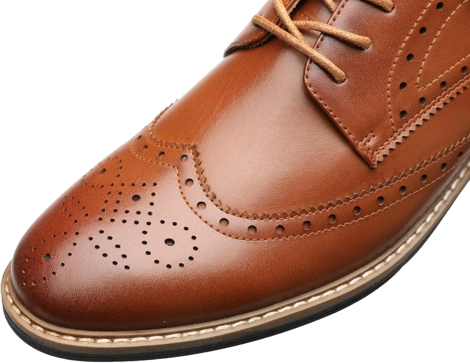 DECARSDZ Mens Classic Oxford Wingtip Modern Formal Lace Up Dress Shoes Wedding Shoe
