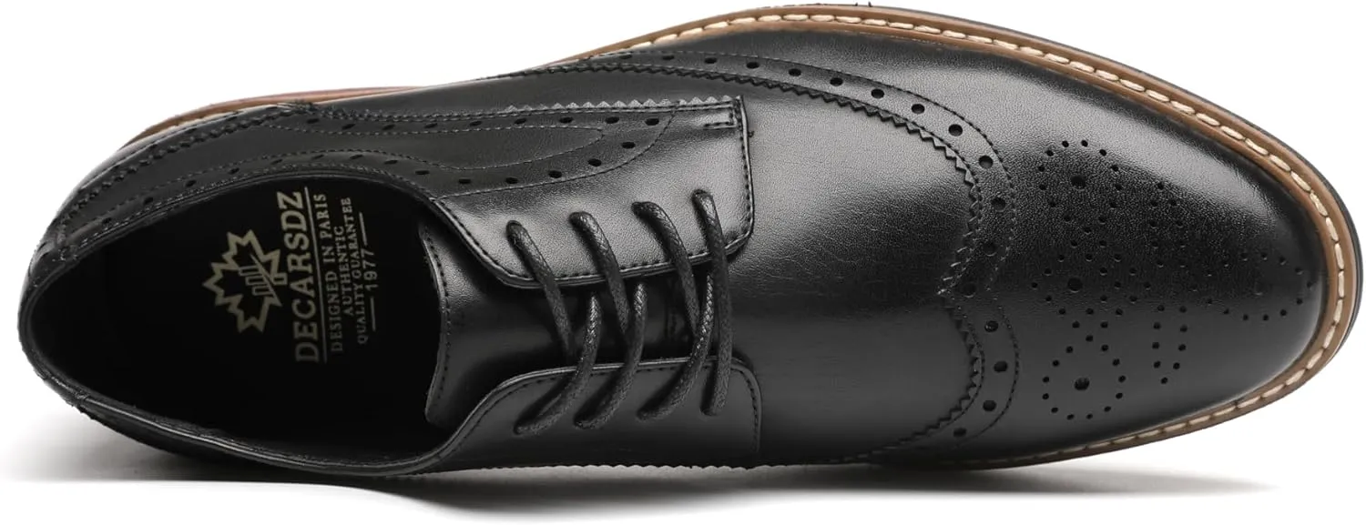 DECARSDZ Mens Classic Oxford Wingtip Modern Formal Lace Up Dress Shoes Wedding Shoe