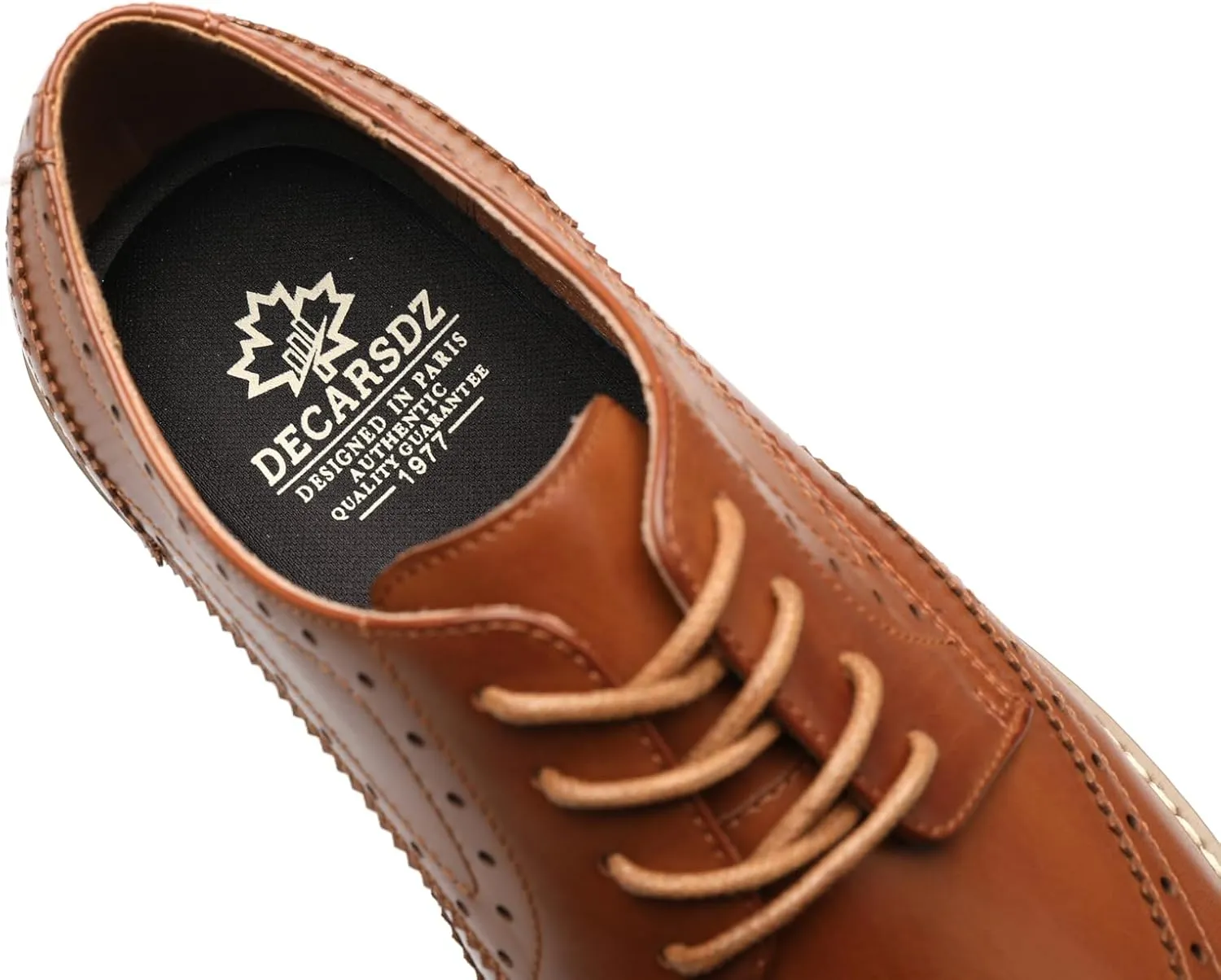 DECARSDZ Mens Classic Oxford Wingtip Modern Formal Lace Up Dress Shoes Wedding Shoe