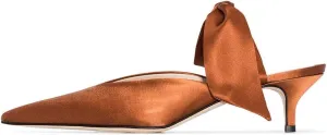 Divanne Heeled Mules, Satin Kitten Heels Bow Mule Slides Pointed Toe Slingback Pumps Backless Dress Sandals