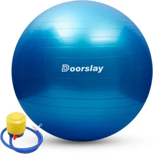 doorslay Anti-Burst Stability Exercise Yoga Ball, 2mm Extra Thick Anti-Slip Pilates Ball, Swiss Ball for Pregnancy Birthing, Workout, Fitness, Balance, Gym, Abs and Physical Therapy with Air Pump