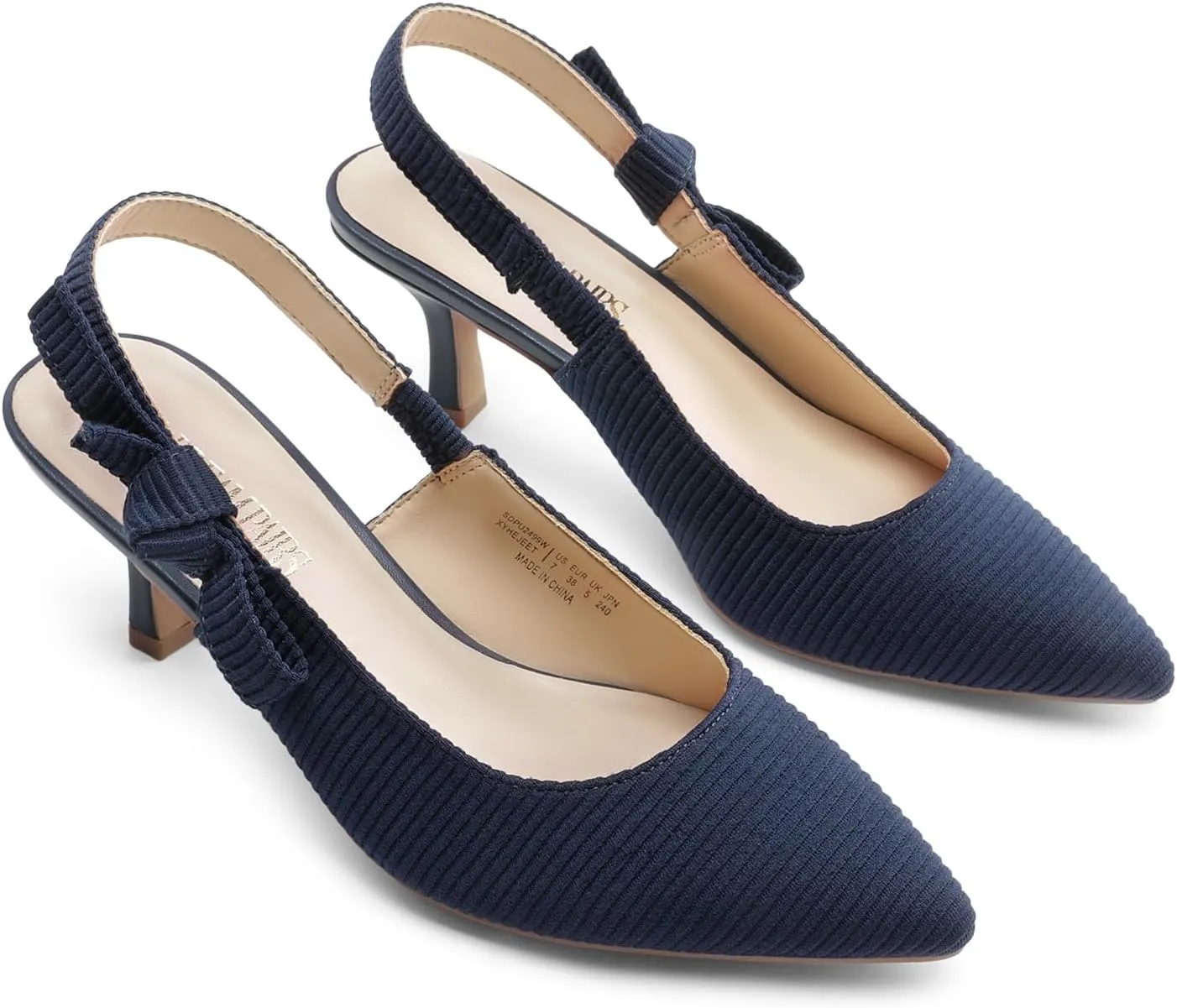 DREAM PAIRS Women's Kitten Heels Slingback Closed Toe Low Pumps Dress Bridal Elegant Wedding Casual Shoes