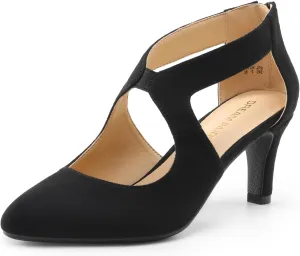DREAM PAIRS Women's Pumps Closed Pointed Toe Kitten Heels Elegant Party Wedding Dress Shoes for Women
